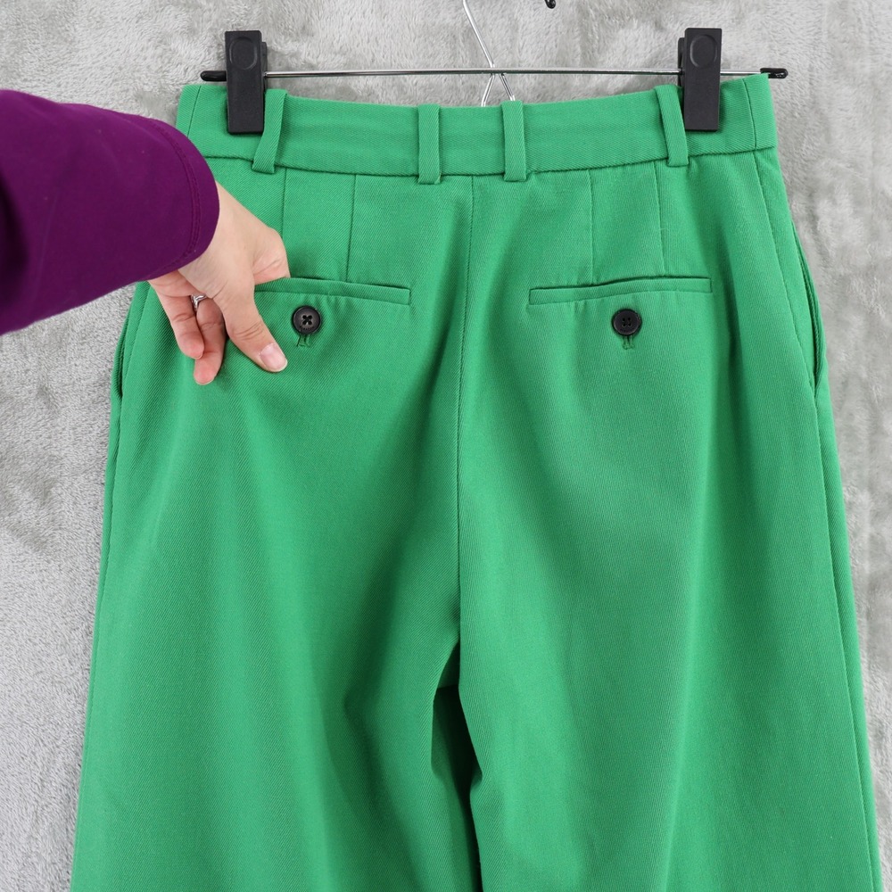 Babaton Atelier Trousers Womens 4 Green Straight Leg High Rise Tailored Pants - Picture 6 of 15